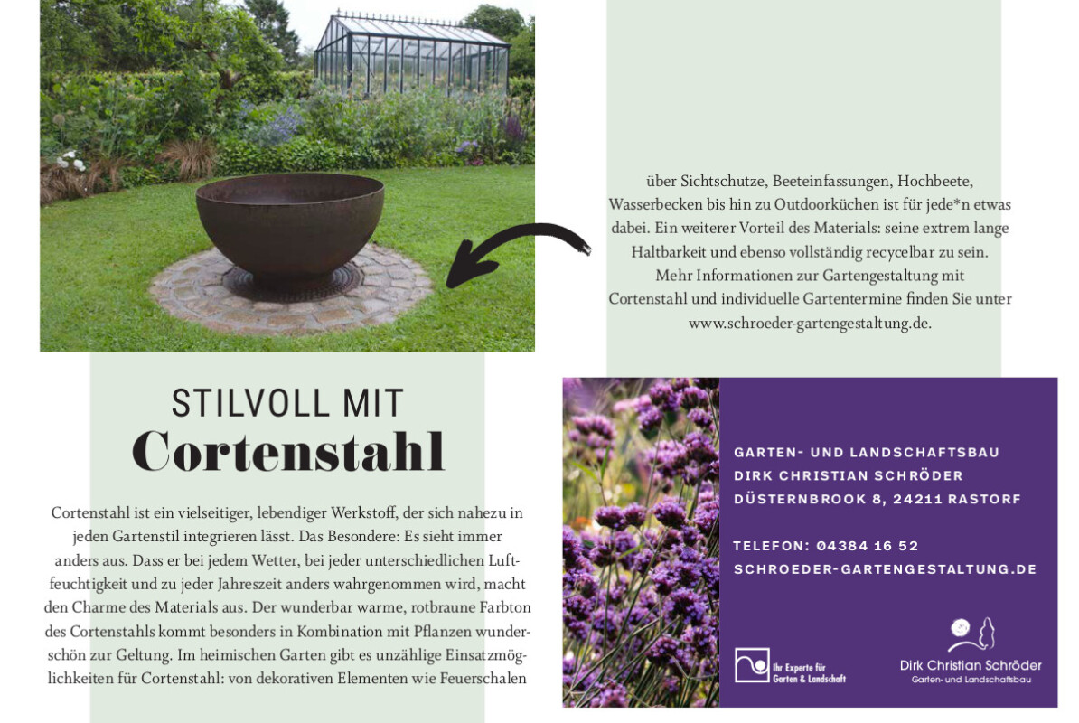 Beitrag Lebensart April 2023 - Stilvoll mit Cortenstahl